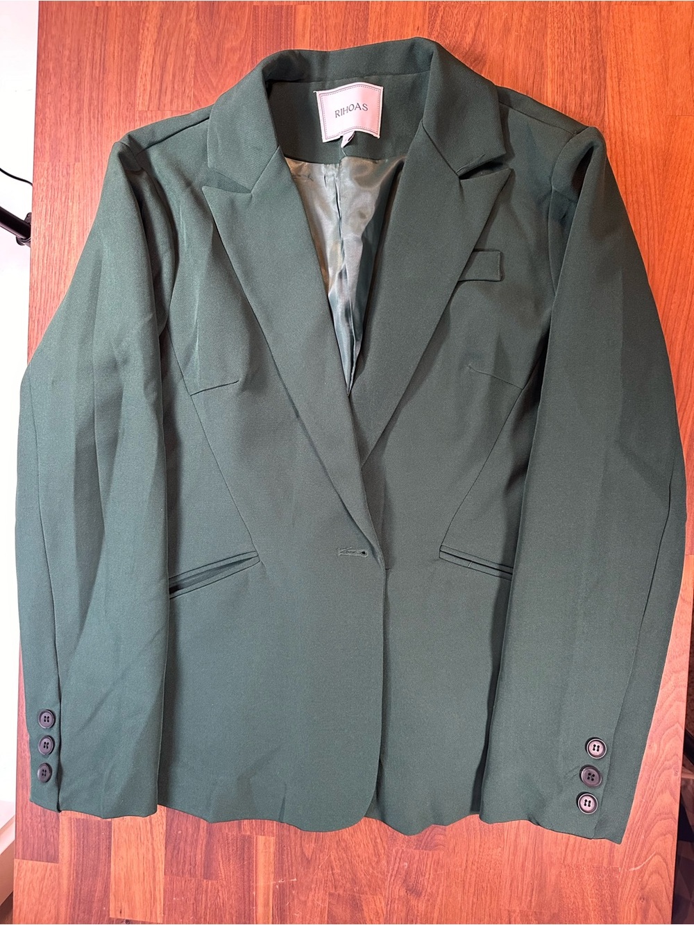 RIHOAS Womenβs M Forest Green Single Button Blazer Lined Workwear Jacket